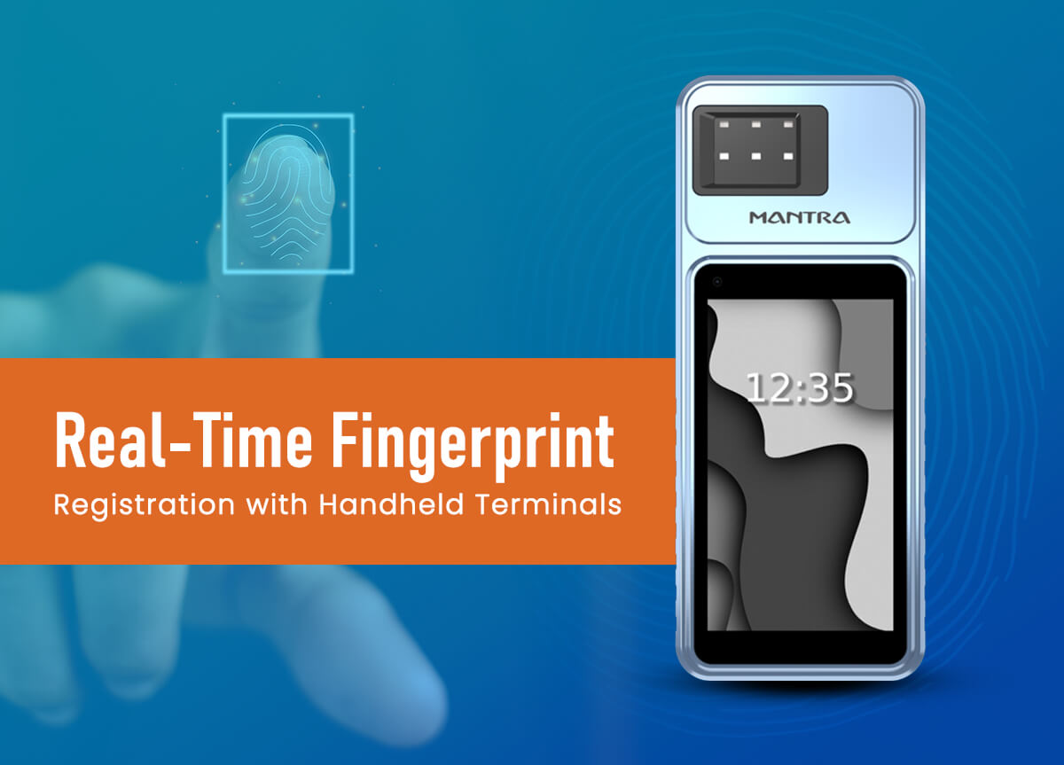 Handheld biometric terminal capturing a fingerprint for real-time identity registration
