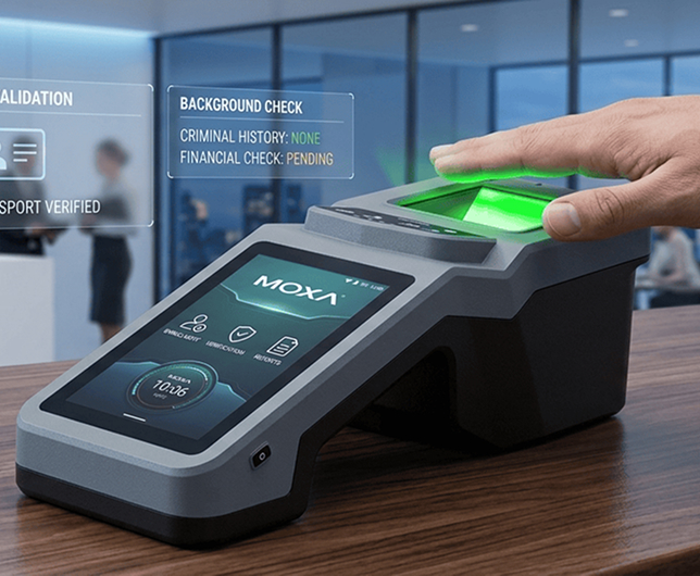 Biometric enrollment terminal for structured registration environments.